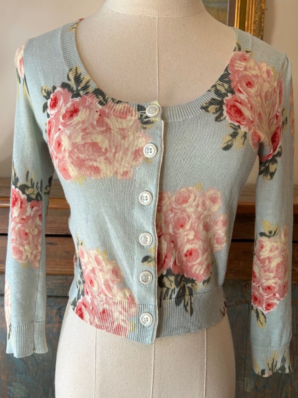 Vintage Betsey Johnson Floral Cropped Cardigan
